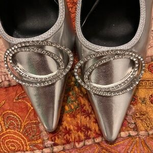 Lemonade Women's Diamante DetailPointed Toe Slingback Court Heel Size 6